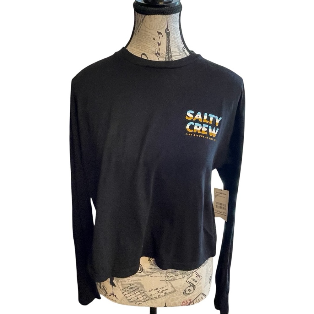 Salty Crew Black and Yellow Logo cropped Long Sleeve